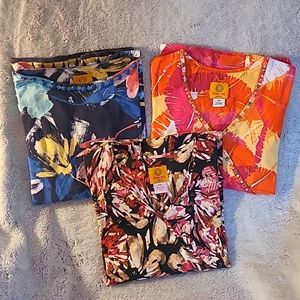 RUBY RD. lot of 3 petite sz S, 3/4 sleeve, cotton/spandex shirts.  Gently worn.